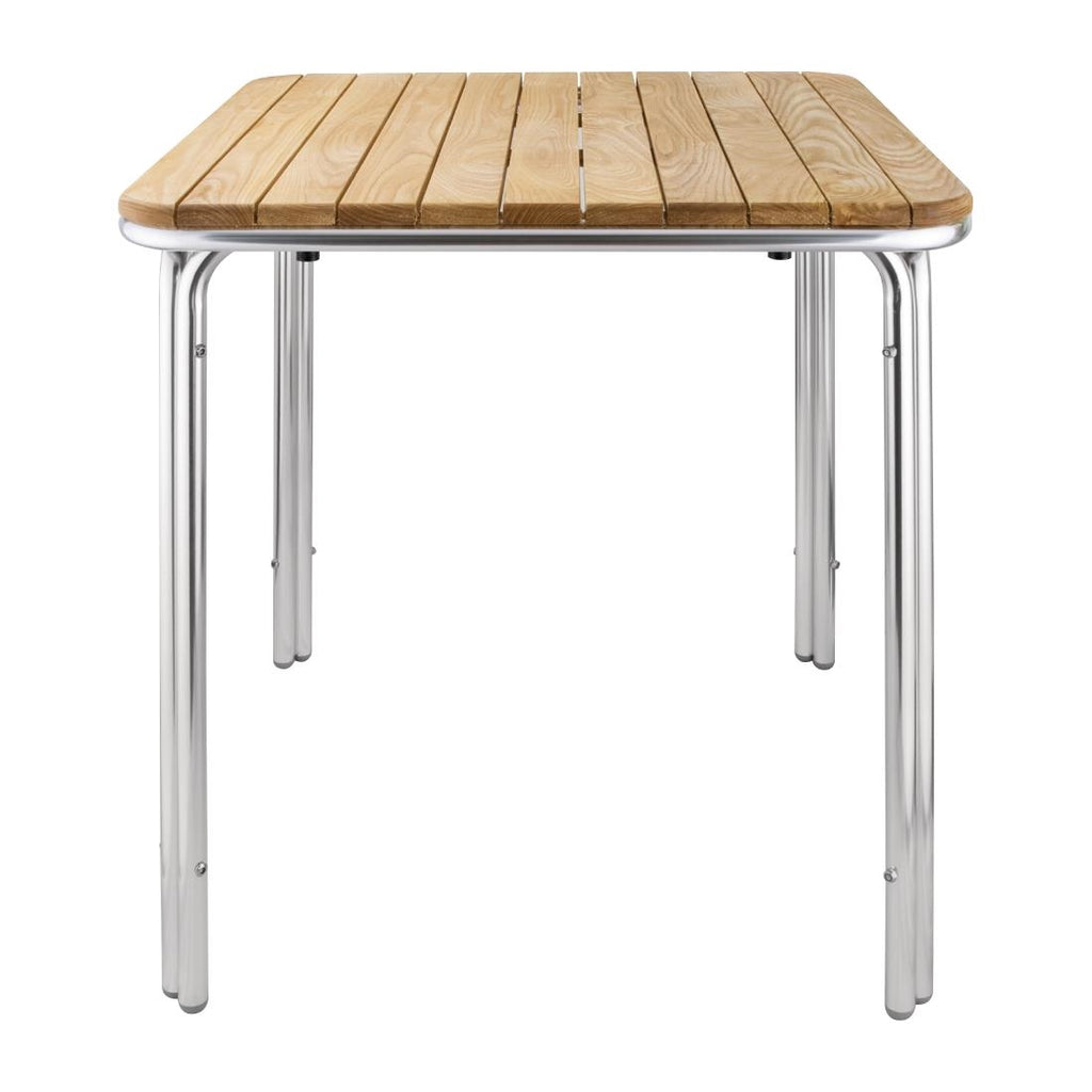 Bolero Square Ash and Aluminium Table 700mm - GL982 Wooden Tables Bolero   