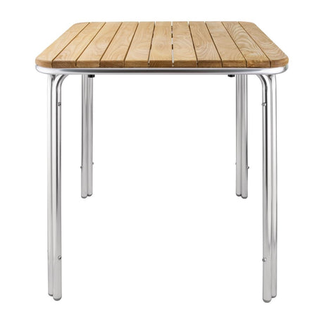 Bolero Square Ash and Aluminium Table 700mm - GL982 Wooden Tables Bolero   
