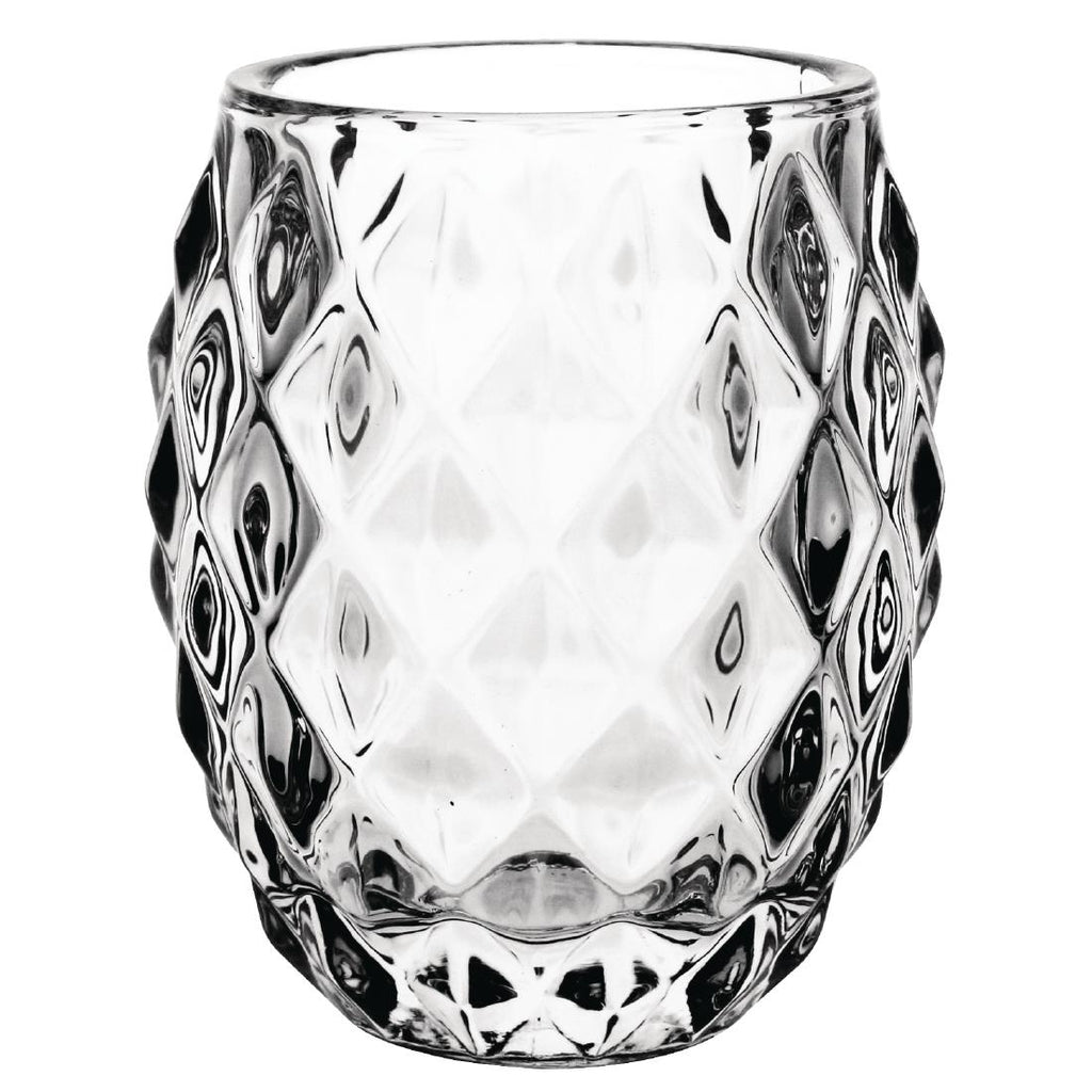 Olympia Glass Diamond Tealight Holder Clear 75mm (Pack of 6) - GM227  Olympia   