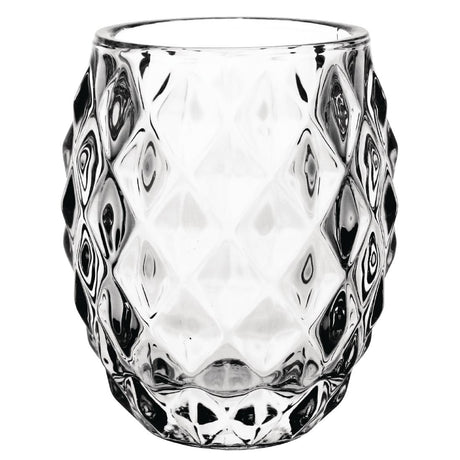 Olympia Glass Diamond Tealight Holder Clear 75mm (Pack of 6) - GM227  Olympia   