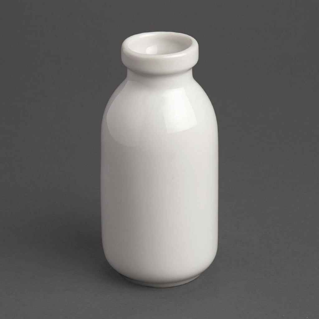 Olympia Whiteware White Mini Milk Bottle 145ml (Pack of 12) - GM368 Olympia Crockery Olympia   