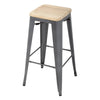 Bolero Bistro High Stools with Wooden Seat Pad Gun Metal (Pack of 4) - GM639 Metal Bar Stools Bolero   