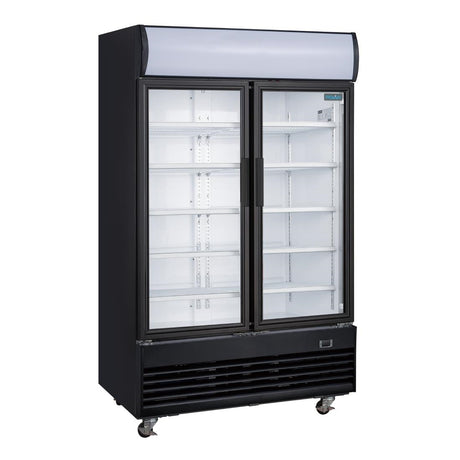 Polar G-Series Upright Hinged Door Display Cooler with Light Box 950Ltr Black - GM813  Polar   