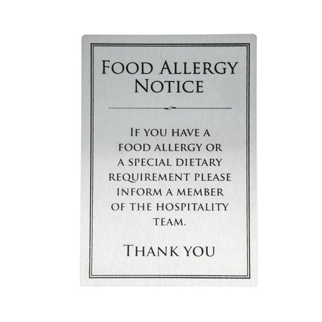 Vogue Brushed Steel Food Allergy Sign A5 - GM817  Vogue   