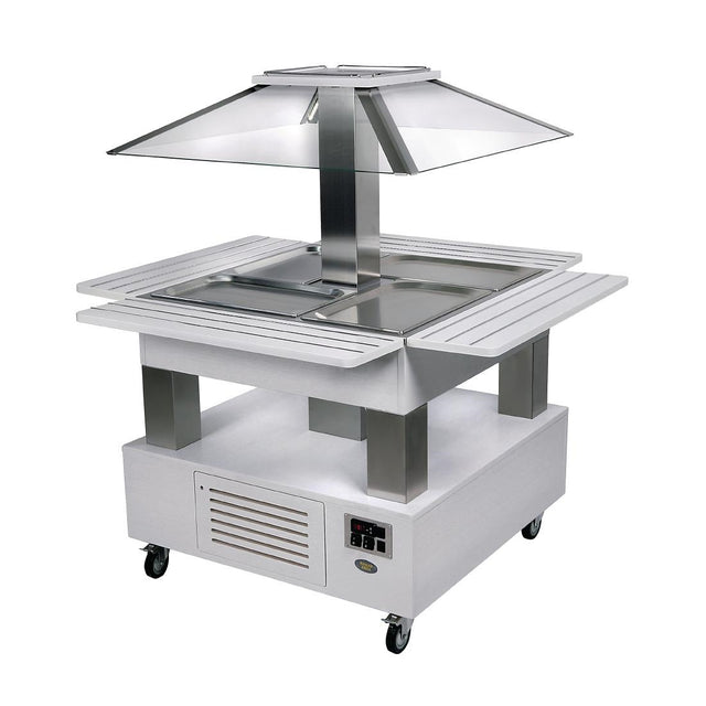 Roller Grill Chilled Salad Bar Square White Wood - GP306  Roller Grill   