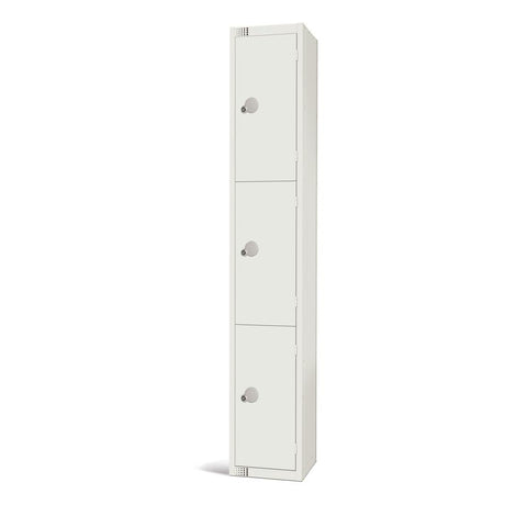 Elite Three Door Coin Return Locker White - GR304-CN Steel Lockers 300mm Deep Elite Lockers   