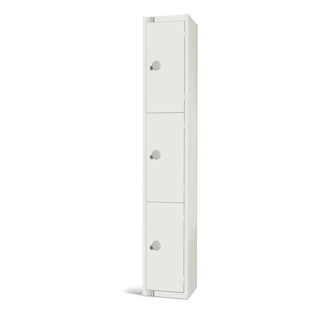 Elite Three Door Coin Return Locker White - GR304-CN Steel Lockers 300mm Deep Elite Lockers   