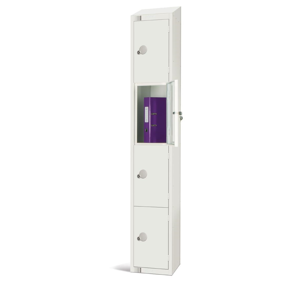 Elite Four Door Padlock Locker with Sloping Top White - GR305-PS Steel Lockers 300mm Deep Elite Lockers   