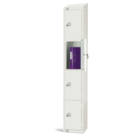 Elite Four Door Padlock Locker with Sloping Top White - GR305-PS Steel Lockers 300mm Deep Elite Lockers   