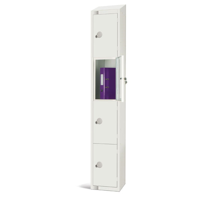 Elite Four Door Padlock Locker with Sloping Top White - GR305-PS Steel Lockers 300mm Deep Elite Lockers   