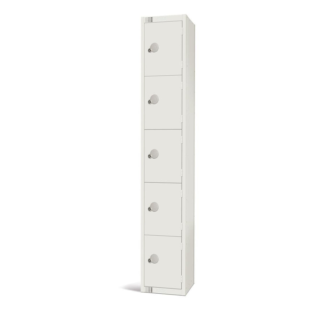 Elite Five Door Camlock Locker White - GR306-C Steel Lockers 300mm Deep Elite Lockers   