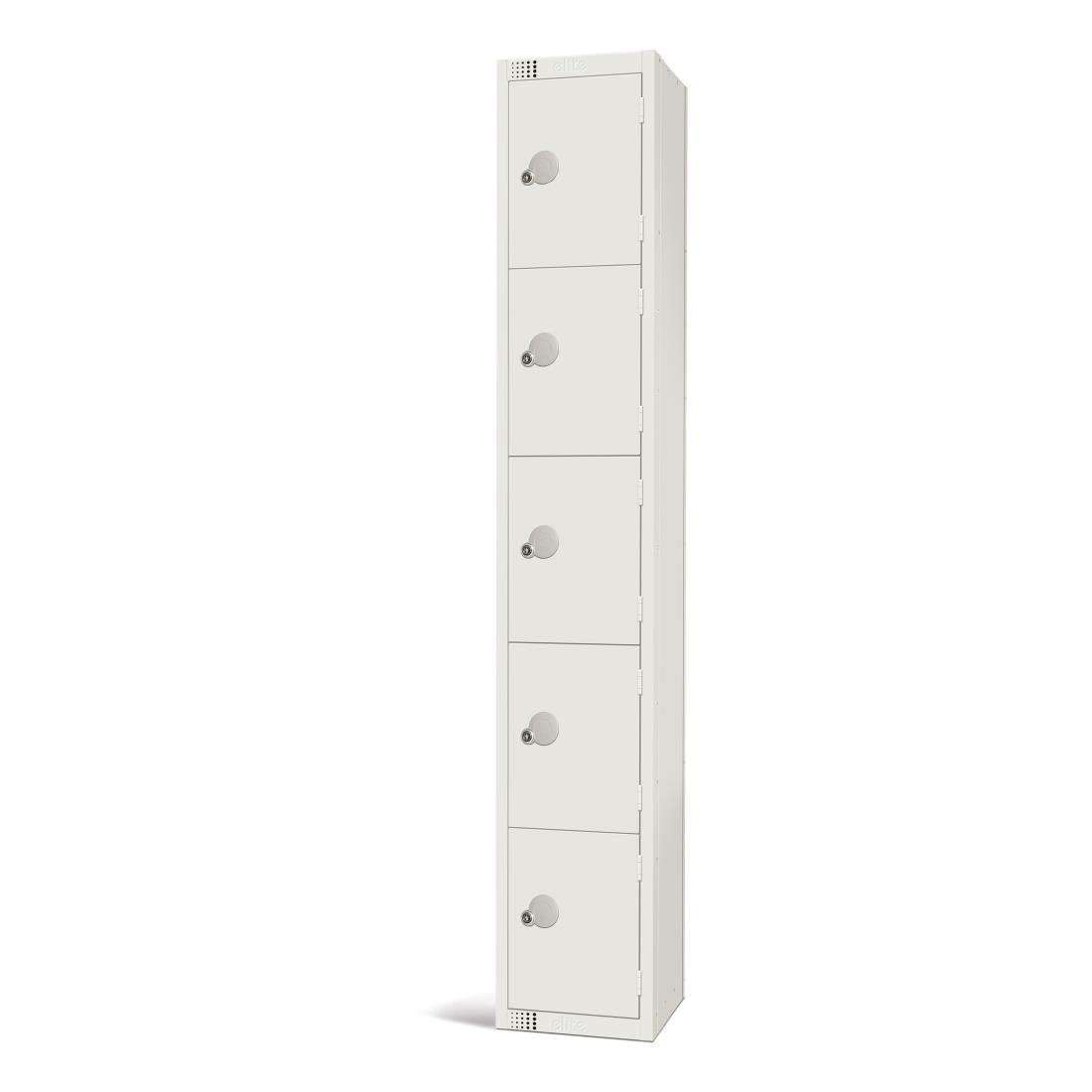 Elite Five Door Camlock Locker White - GR306-C Steel Lockers 300mm Deep Elite Lockers   