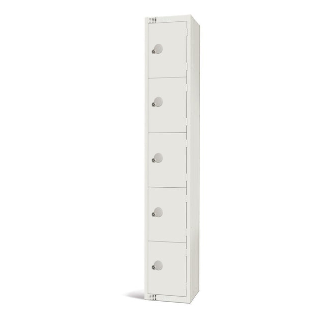 Elite Five Door Camlock Locker White - GR306-C Steel Lockers 300mm Deep Elite Lockers   