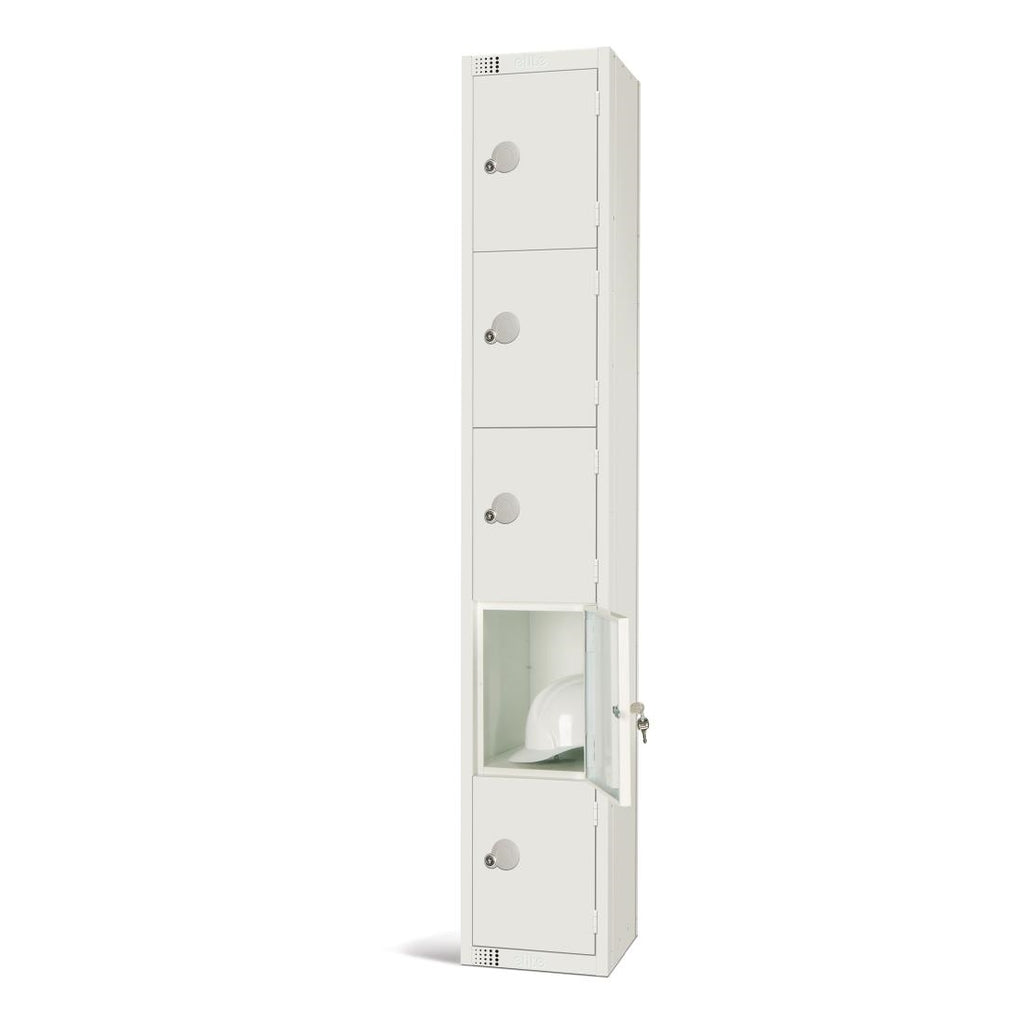 Elite Five Door Padlock Locker White - GR306-P Steel Lockers 300mm Deep Elite Lockers   