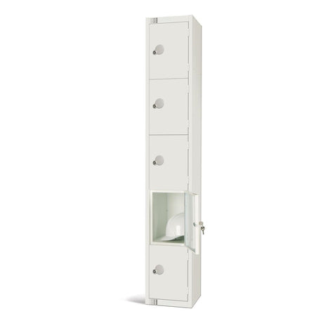 Elite Five Door Padlock Locker White - GR306-P Steel Lockers 300mm Deep Elite Lockers   