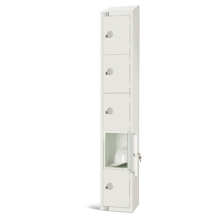 Elite Five Door Padlock Locker with Sloping Top White - GR306-PS Steel Lockers 300mm Deep Elite Lockers   