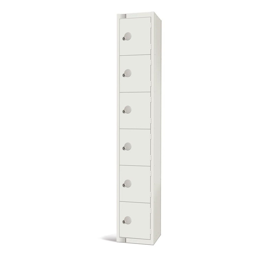 Elite Six Door Camlock Locker White - GR307-C Steel Lockers 300mm Deep Elite Lockers   
