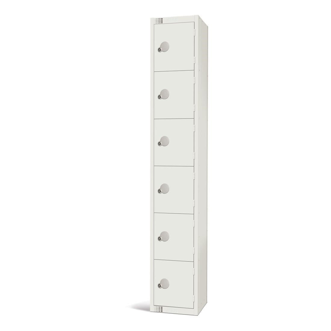 Elite Six Door Camlock Locker White - GR307-C Steel Lockers 300mm Deep Elite Lockers   
