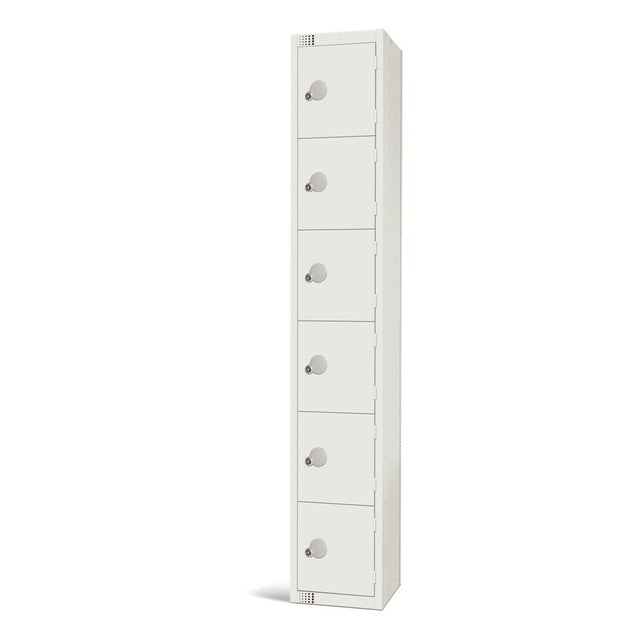 Elite Six Door Camlock Locker White - GR307-C Steel Lockers 300mm Deep Elite Lockers   