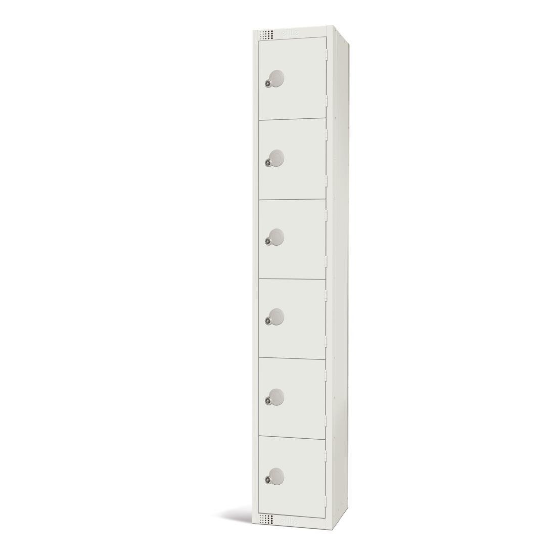 Elite Six Door Coin Return Locker White - GR307-CN Steel Lockers 300mm Deep Elite Lockers   