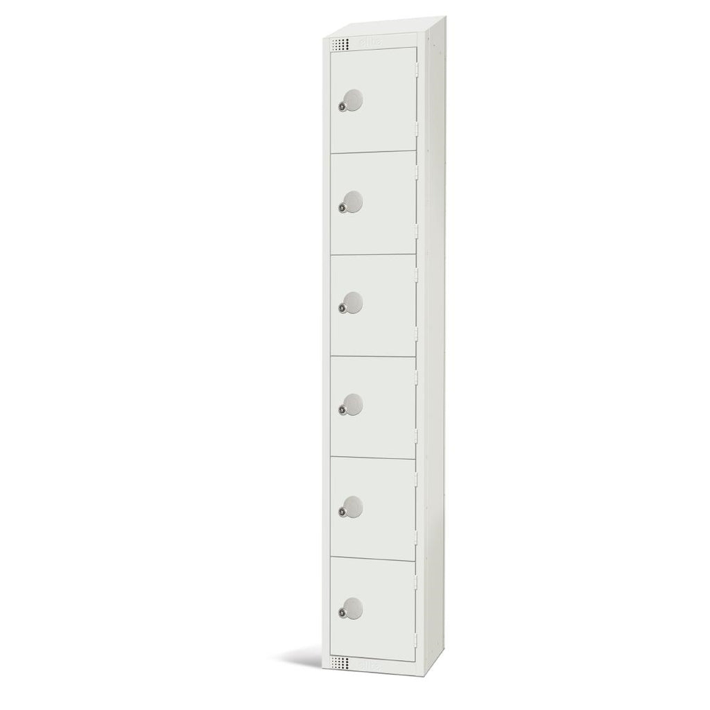 Elite Six Door Manual Combination Locker Locker White with Sloping Top - GR307-CLS Steel Lockers 300mm Deep Elite Lockers   