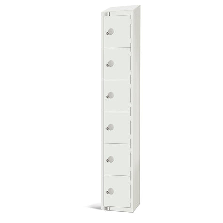 Elite Six Door Camlock Locker with Sloping Top White - GR307-CS Steel Lockers 300mm Deep Elite Lockers   