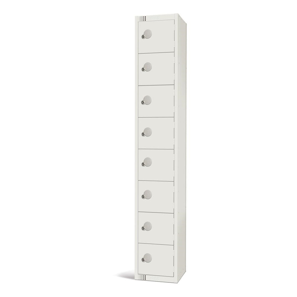 Elite Eight Door Camlock Locker White - GR308-C Steel Lockers 300mm Deep Elite Lockers   