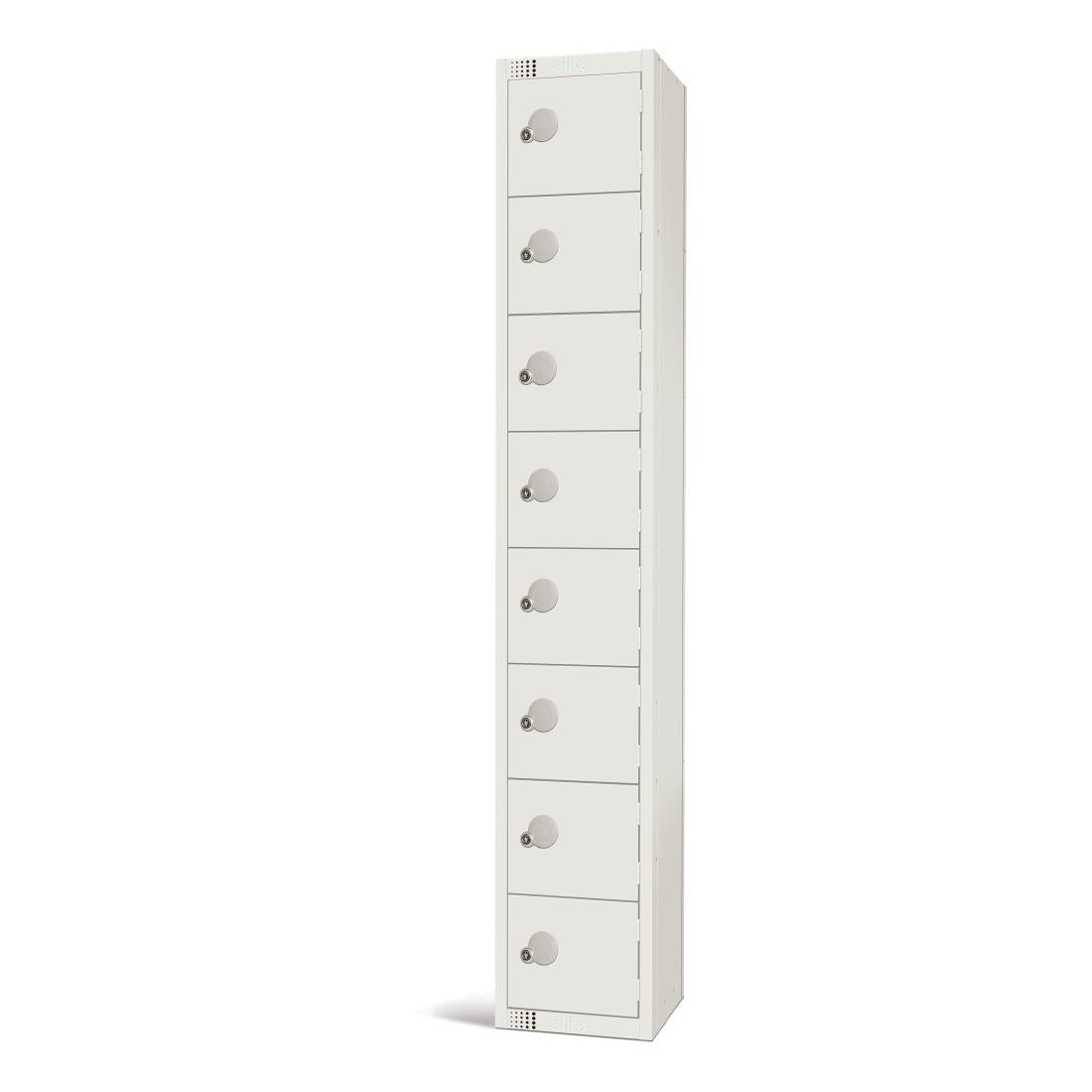 Elite Eight Door Camlock Locker White - GR308-C Steel Lockers 300mm Deep Elite Lockers   