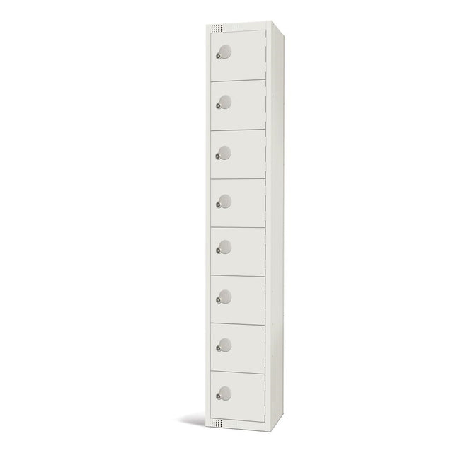 Elite Eight Door Camlock Locker White - GR308-C Steel Lockers 300mm Deep Elite Lockers   