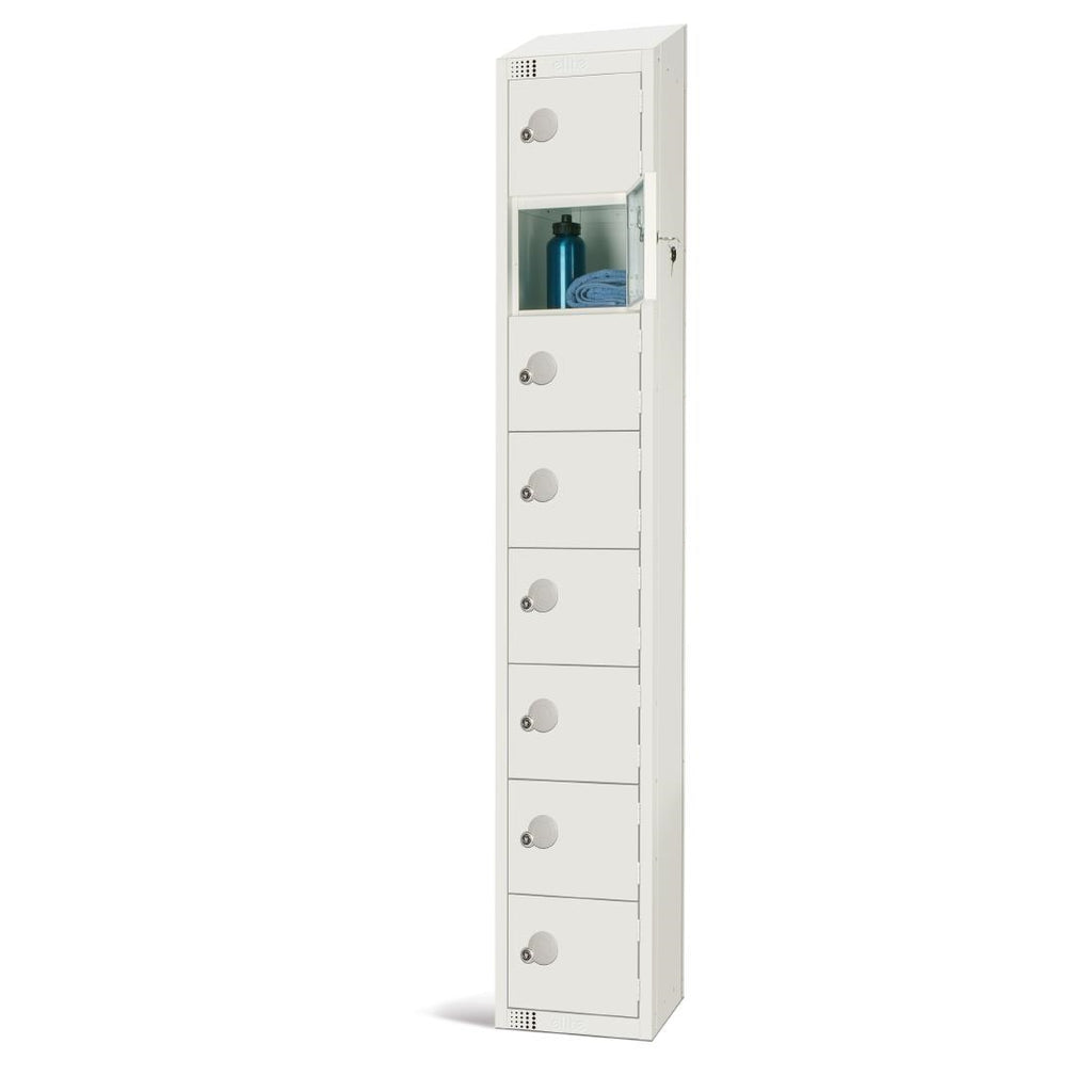 Elite Eight Door Padlock Locker with Sloping Top White - GR308-PS Steel Lockers 300mm Deep Elite Lockers   