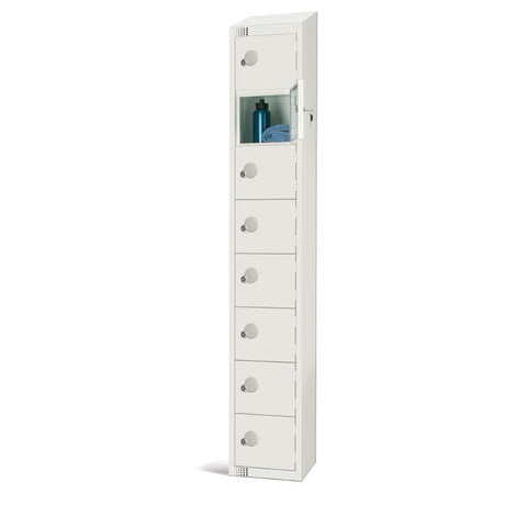 Elite Eight Door Padlock Locker with Sloping Top White - GR308-PS Steel Lockers 300mm Deep Elite Lockers   