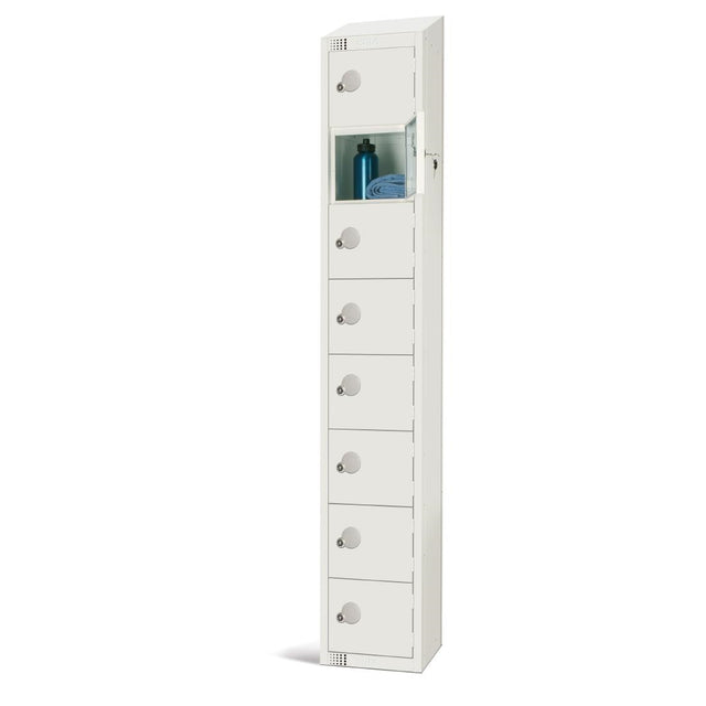Elite Eight Door Padlock Locker with Sloping Top White - GR308-PS Steel Lockers 300mm Deep Elite Lockers   