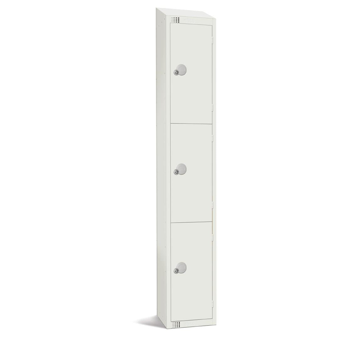 Elite Three Door Padlock Locker with Sloping Top White - GR311-PS Steel Lockers 450mm Deep Elite Lockers   