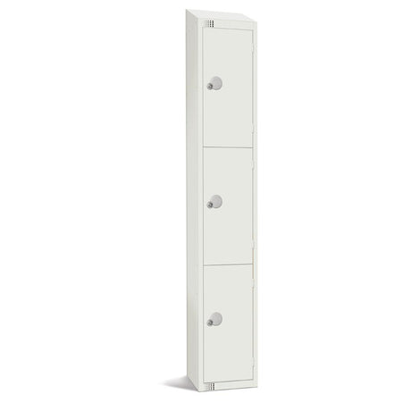 Elite Three Door Padlock Locker with Sloping Top White - GR311-PS Steel Lockers 450mm Deep Elite Lockers   