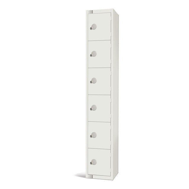 Elite Six Door Coin Return Locker White - GR314-CN Steel Lockers 450mm Deep Elite Lockers   