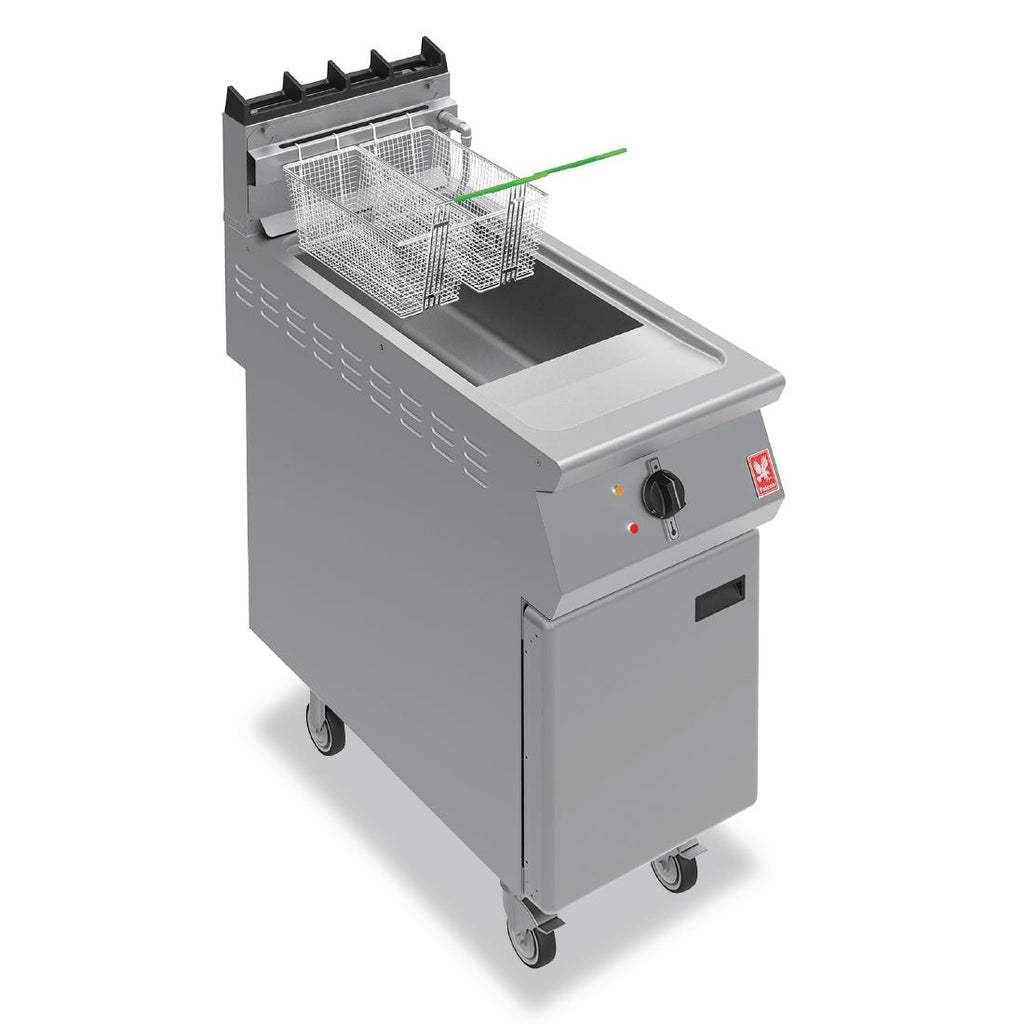 Falcon F900 F900 Single Tank Twin Basket Free Standing Natural Gas Filtration Fryer on Castors G9341F - GR470-N Freestanding Gas Fyers Falcon