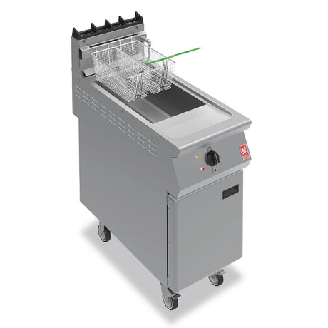 Falcon F900 F900 Single Tank Twin Basket Free Standing Propane Gas Filtration Fryer on Castors G9341F - GR470-P Freestanding Gas Fyers Falcon