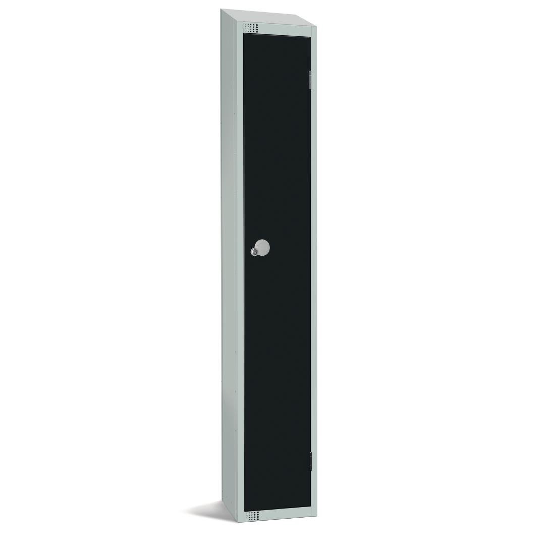 Elite Single Door Camlock Locker with Sloping Top Black - GR670-CS Steel Lockers 300mm Deep Elite Lockers   