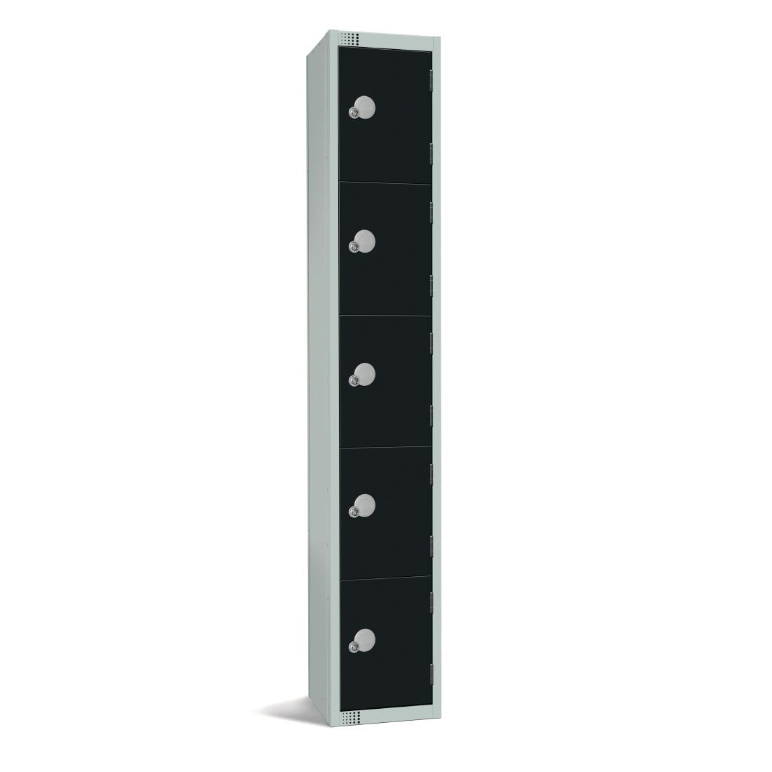 Elite Five Door Coin Return Locker Black - GR674-CN Steel Lockers 300mm Deep Elite Lockers   