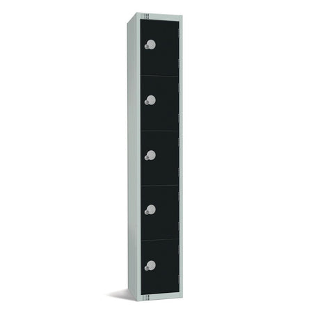 Elite Five Door Coin Return Locker Black - GR674-CN Steel Lockers 300mm Deep Elite Lockers   