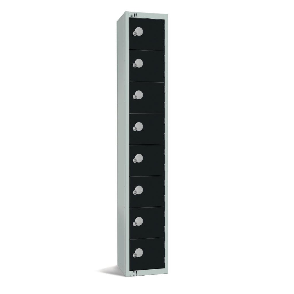 Elite Eight Door Coin Return Locker Black - GR676-CN Steel Lockers 300mm Deep Elite Lockers   