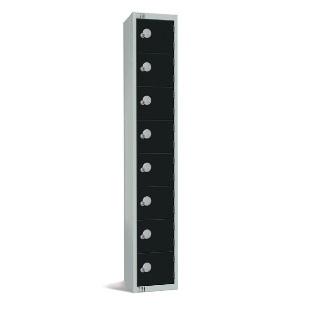 Elite Eight Door Coin Return Locker Black - GR676-CN Steel Lockers 300mm Deep Elite Lockers   