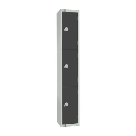 Elite Three Door Manual Combination Locker Locker Graphite Grey - GR679-CL Steel Lockers 300mm Deep Elite Lockers   