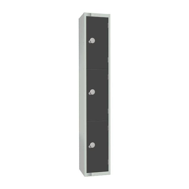 Elite Three Door Manual Combination Locker Locker Graphite Grey - GR679-CL Steel Lockers 300mm Deep Elite Lockers   