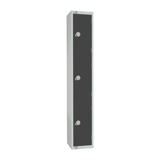 Elite Three Door Coin Return Locker Graphite Grey - GR679-CN Steel Lockers 300mm Deep Elite Lockers   