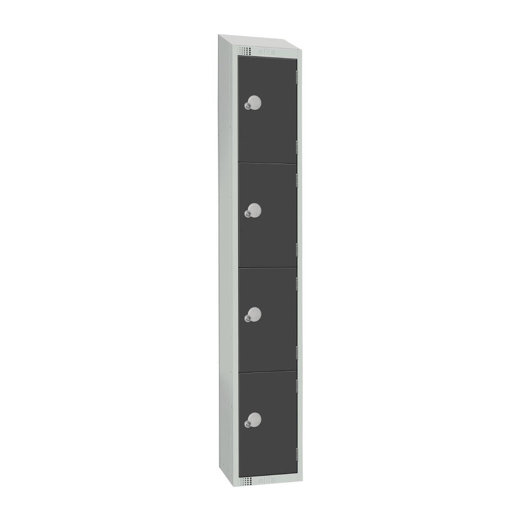 Elite Four Door Padlock Locker with Sloping Top Graphite Grey - GR680-PS Steel Lockers 300mm Deep Elite Lockers   