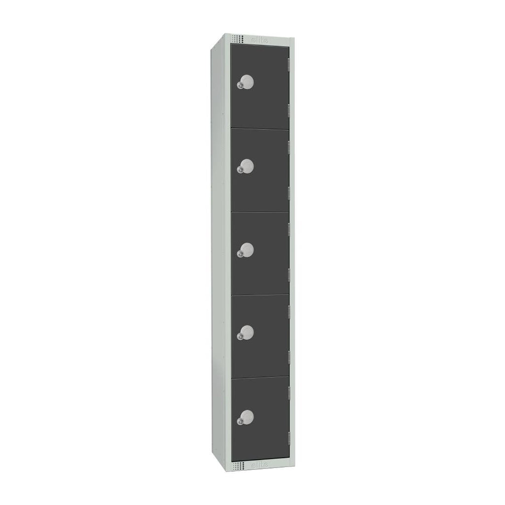 Elite Five Door Coin Return Locker Graphite Grey - GR681-CN Steel Lockers 300mm Deep Elite Lockers   
