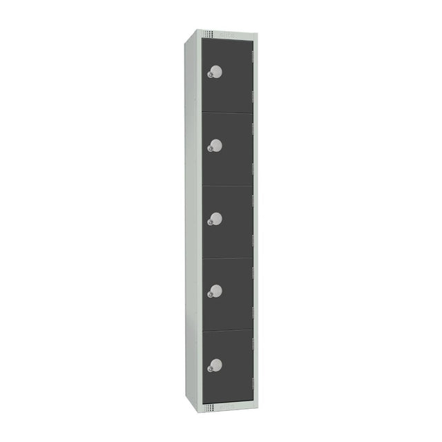 Elite Five Door Coin Return Locker Graphite Grey - GR681-CN Steel Lockers 300mm Deep Elite Lockers   