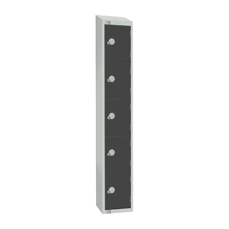 Elite Five Door Padlock Locker Graphite Grey with Sloping Top - GR681-PS Steel Lockers 300mm Deep Elite Lockers   
