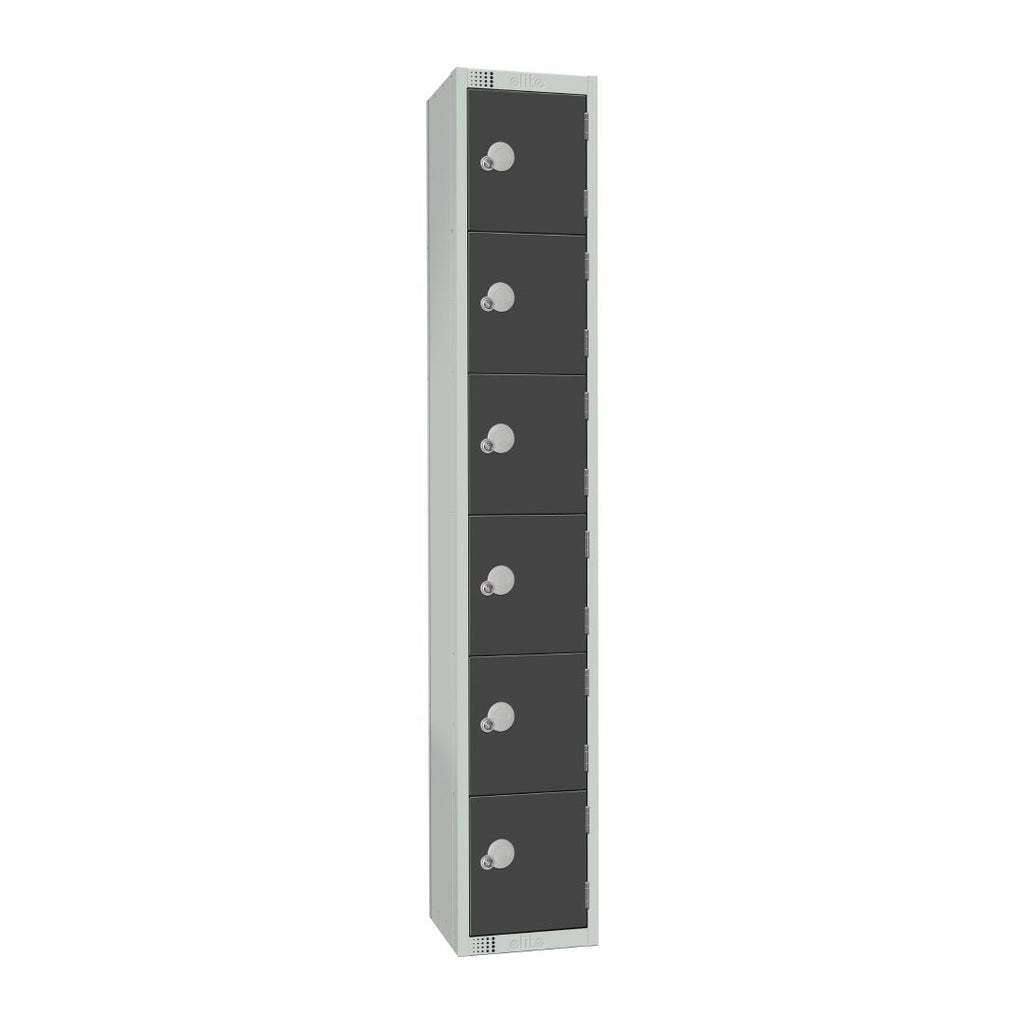 Elite Six Door Camlock Locker Graphite Grey - GR682-C Steel Lockers 300mm Deep Elite Lockers   